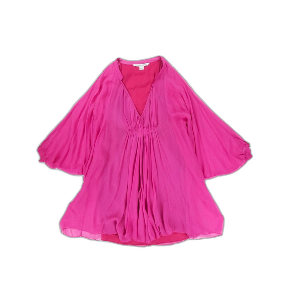 DIANE VON FURSTENBERG 100% Silk Fleurette Mini Dress 70s Palm Beach Boho Resort